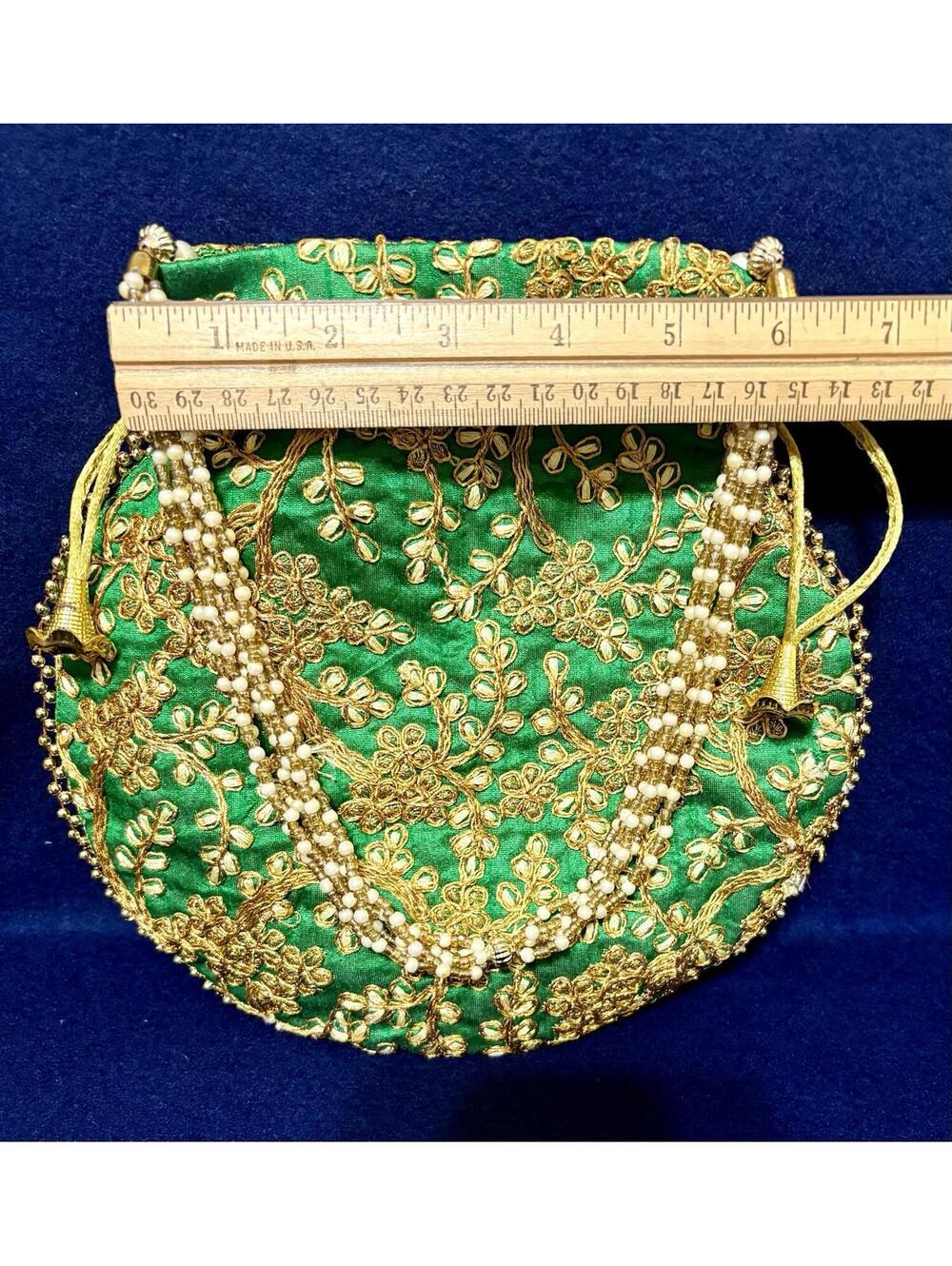 Women Potli Bag Purse Handbag Indian Wedding Embroidered Favour - Picture 4 of 6